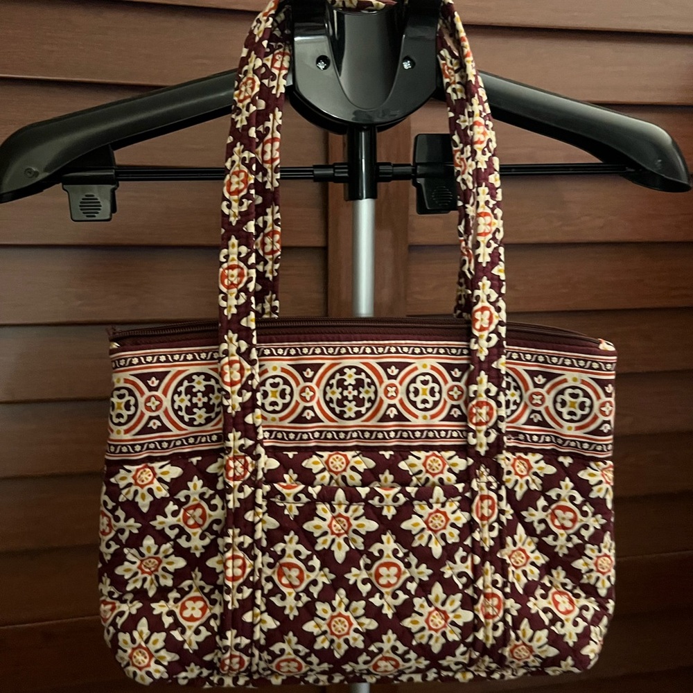 Vera Bradley Maroon and Beige Patterned Shoulder Bag